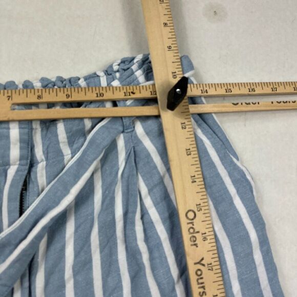 LOFT Linen Blend Cropped Pants Striped Drawstring Waist Tie High Rise SMALL - Picture 9 of 12